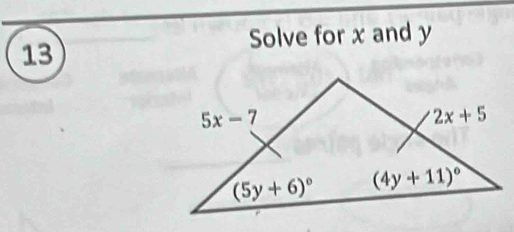 Solve for x and y
13