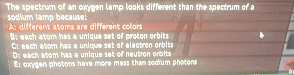 Solved: The spectrum of an oxygen lamp looks different than the ...