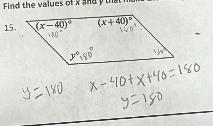 Find the values of x and y that m
15.