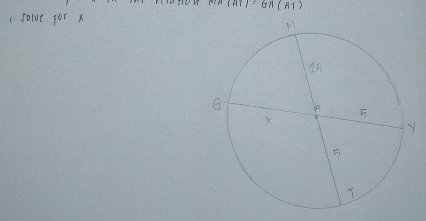 MA(AT)=GA(AT)
1. solve for x