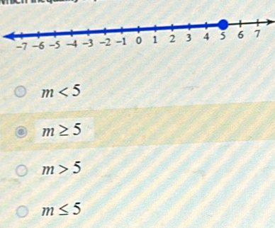 m<5</tex>
m≥ 5
m>5
m≤ 5