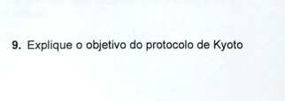 Explique o objetivo do protocolo de Kyoto