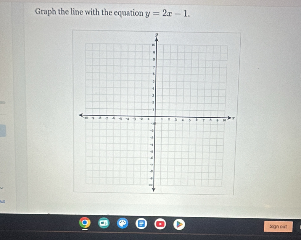 Graph the line with the equation y=2x-1. 
Sign out