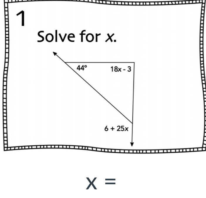 Solve for x.
X=