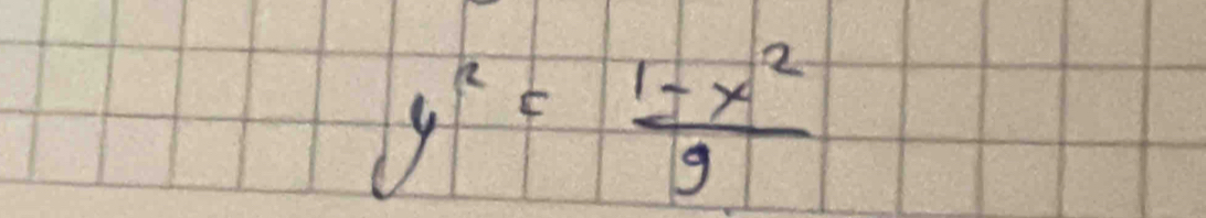 y^2= (1-x^2)/9 