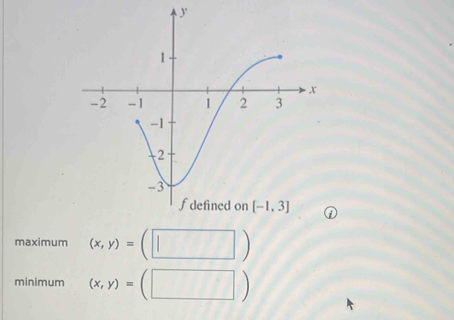 maximum (x,y)=(□ )
minimum (x,y)=(□ )