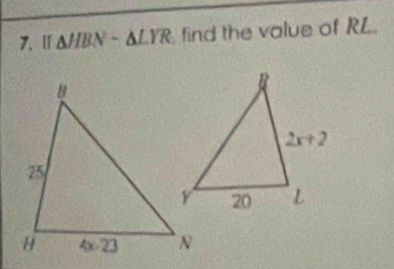 Ⅱ △ HBN-△ LYR find the value of RL.