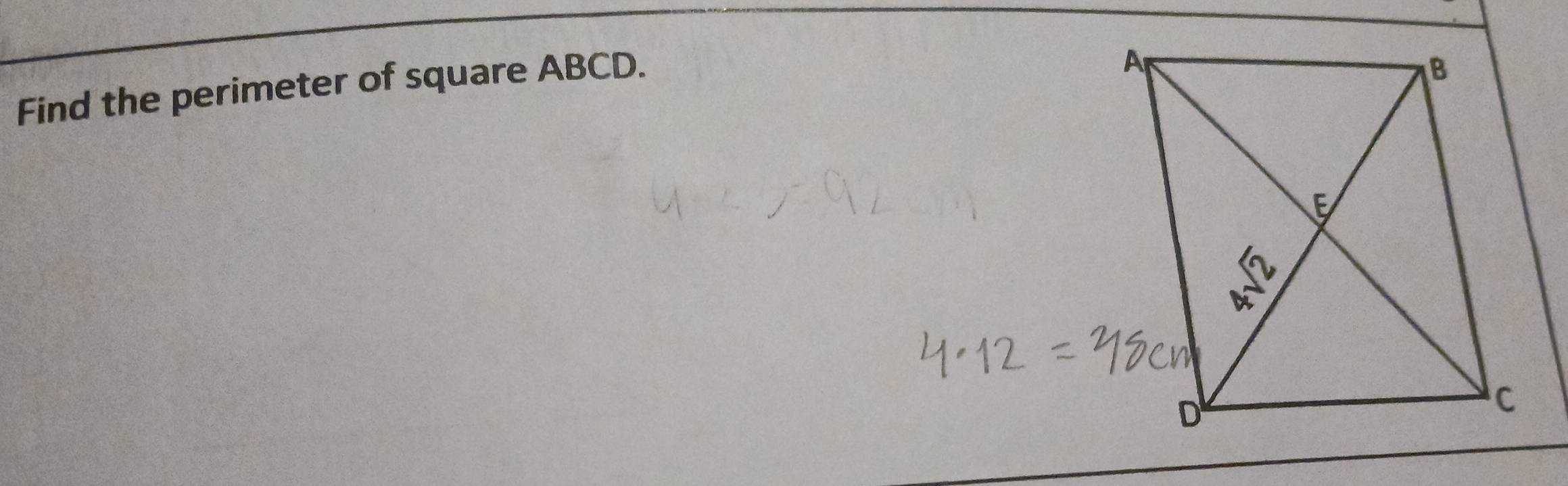 Find the perimeter of square ABCD.