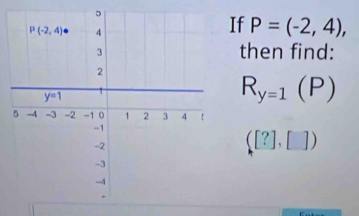 If P=(-2,4),
then find:
R_y=1(P)
([?],[])