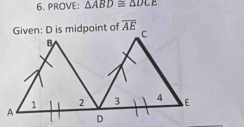 PROVE: △ ABD≌ △ DCE
overline AE