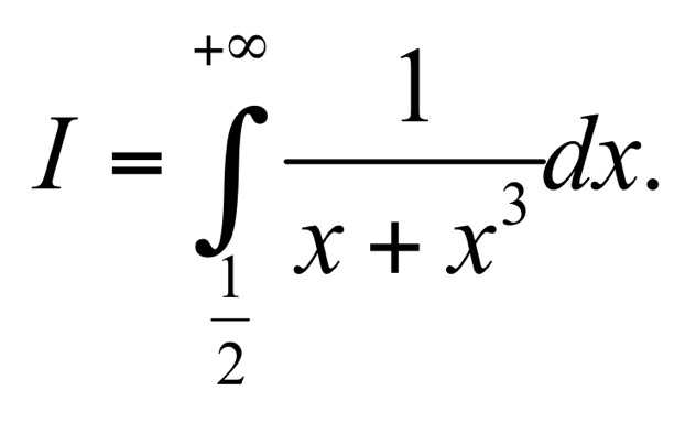 I=∈tlimits _ 1/2 ^12 1/x+x^3 dx.