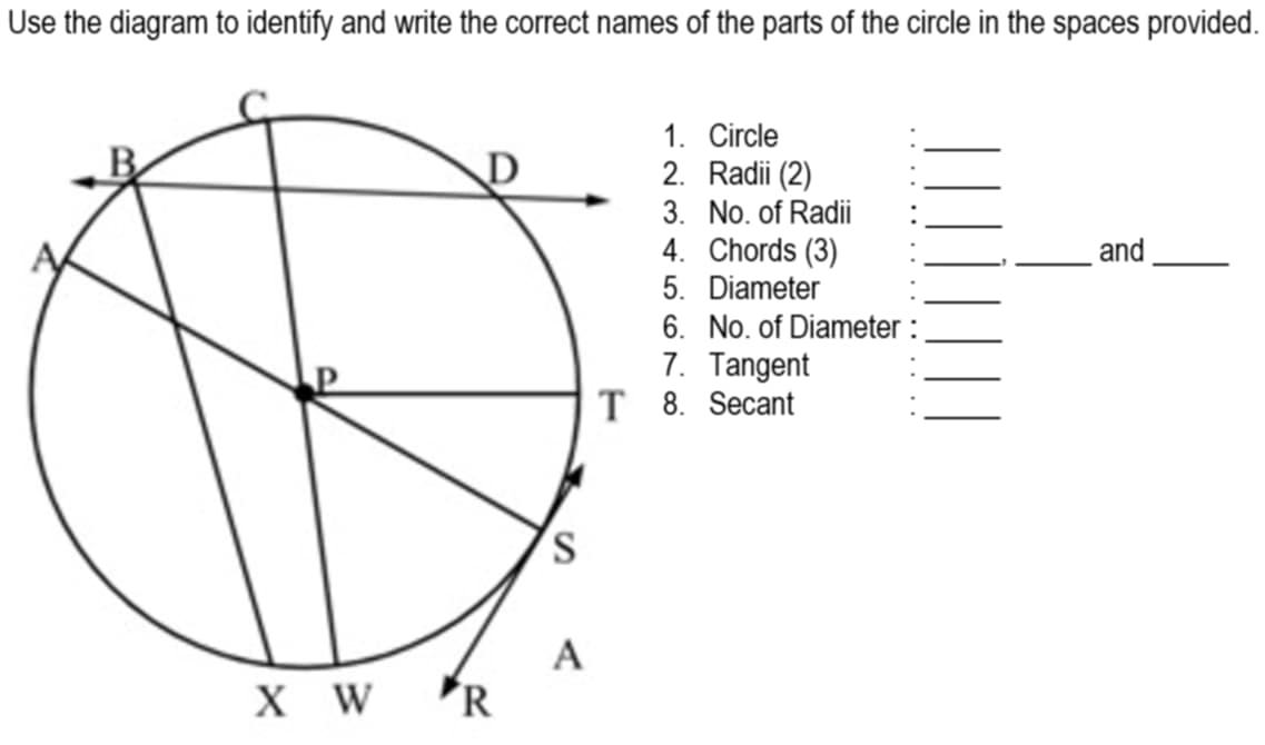 Solved: Use the diagram to identify and write the correct names of the ...