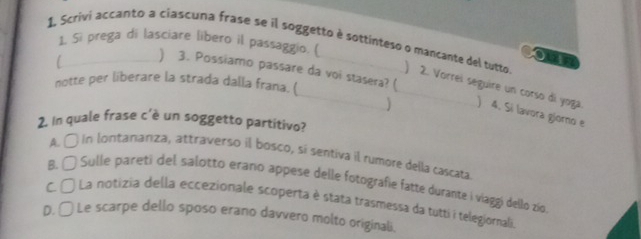Risolto:Si prega di lasciare libero il passaggio. ( C oun 1. Scrivi ...