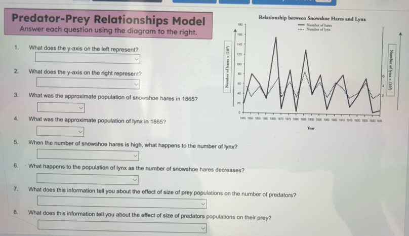 Solved: Predator-Prey Relationships Model Answer each question using ...
