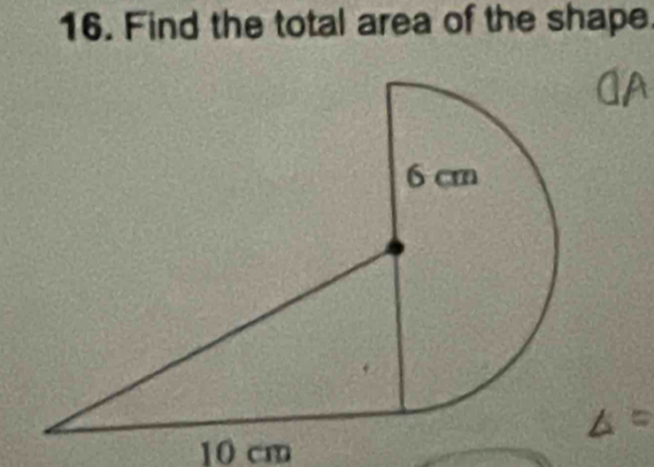 Find the total area of the shape.
10 cm