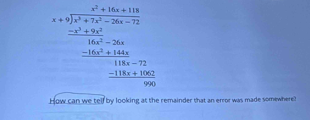 x=frac (sumlimits _i=1)^nx_iy_i-n(overline x-n)(sumlimits _i=1)^nx_i^(2-n(overline x))^2= □ /□ ) hline - 
How can we tell by looking at the remainder that an error was made somewhere?