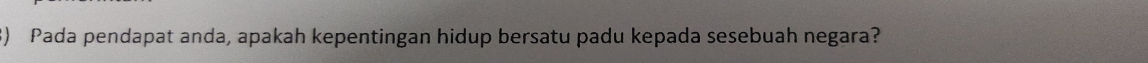 Pada pendapat anda, apakah kepentingan hidup bersatu padu kepada sesebuah negara?