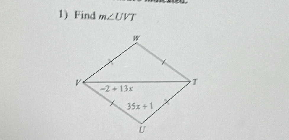 Find m∠ UVT