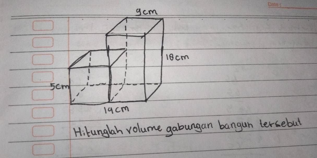 Hitunglah volume gabungan bangun tersebut