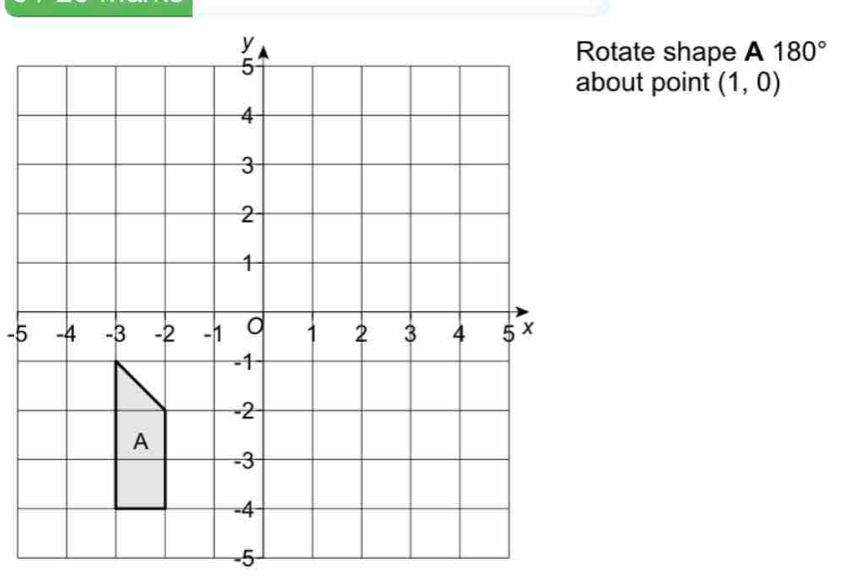 Rotate shape A 180°
about point (1,0)