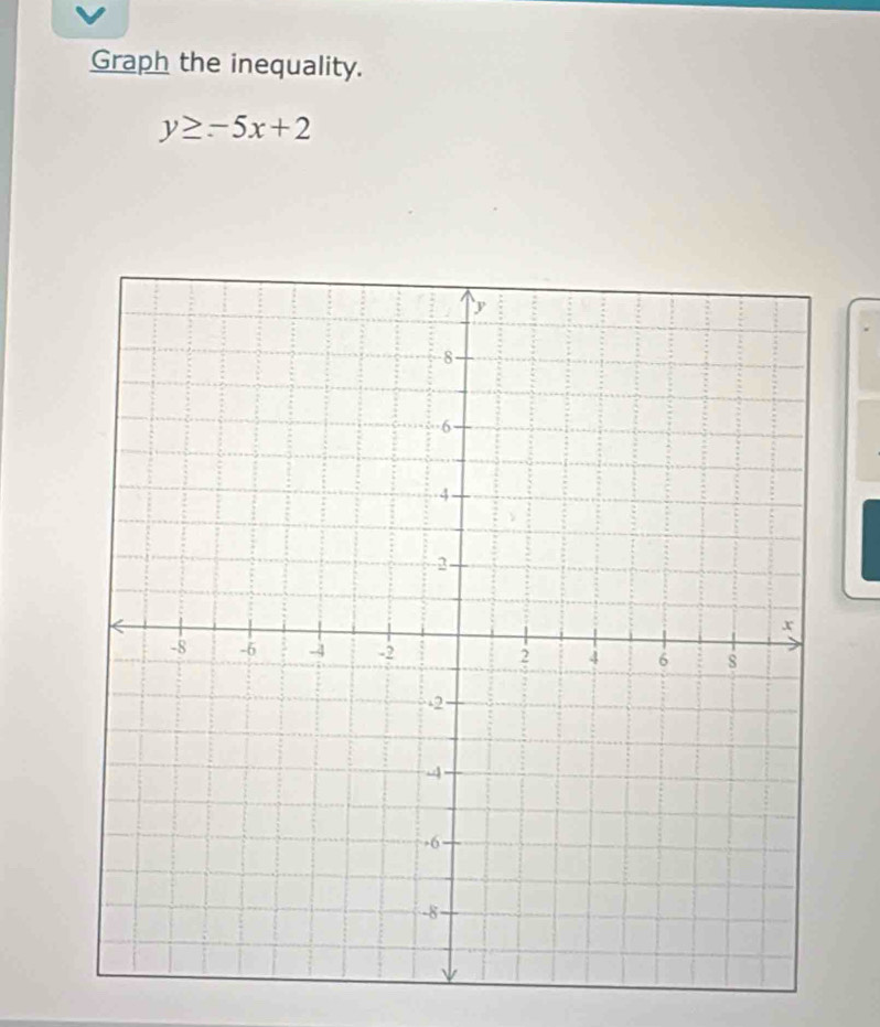 Graph the inequality.
y≥ -5x+2