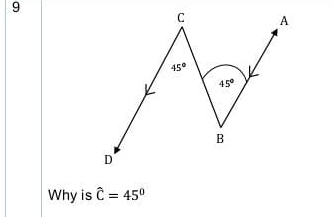 Why is widehat C=45°