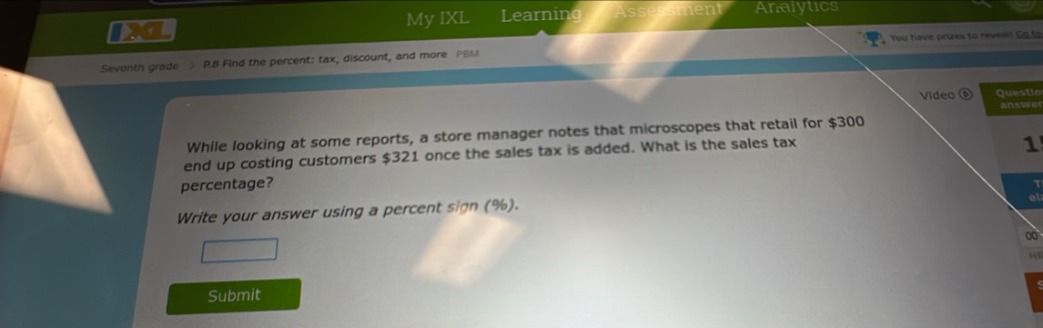 Solved: My IXL Learning Assessment Analytics You have prizes to reveal ...