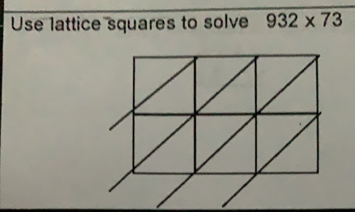 Use lattice squares to solve 932* 73