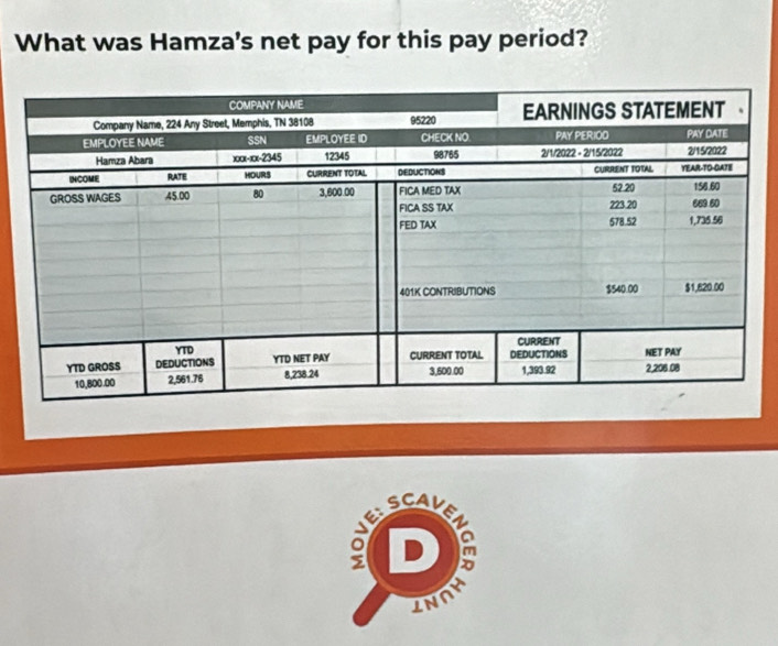 What was Hamza's net pay for this pay period?