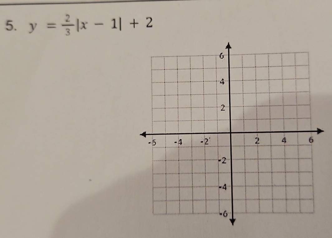 y= 2/3 |x-1|+2