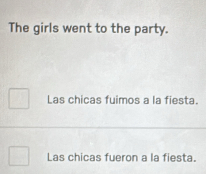 The girls went to the party. 
Las chicas fuimos a la fiesta. 
Las chicas fueron a la fiesta.