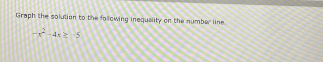 Graph the solution to the following inequality on the number line.
-x^2-4x≥ -5