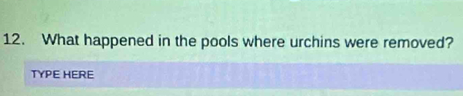 What happened in the pools where urchins were removed? 
TYPE HERE