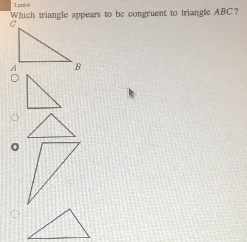 Which triangle appears to be congruent to triangle ABC?