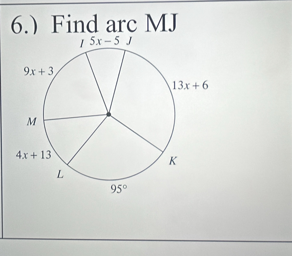 6. Find arc MJ