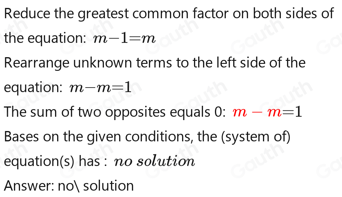 Solved: 4m-4=4m [Math]
