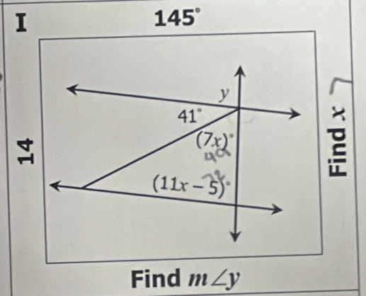 145°
_ π 
 25/6 
Find m∠ y