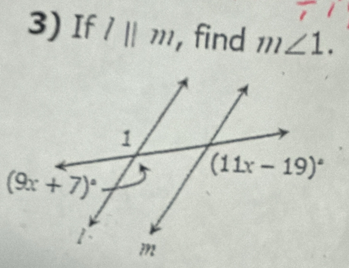 If l||m ,find m∠ 1.