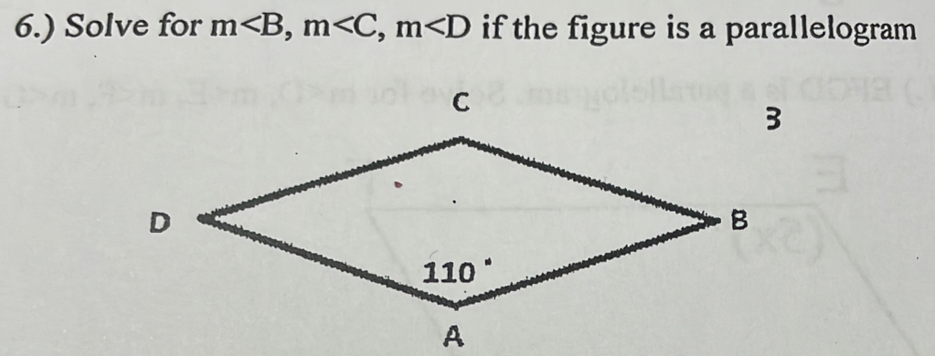 6.) Solve for m if the figure is a parallelogram