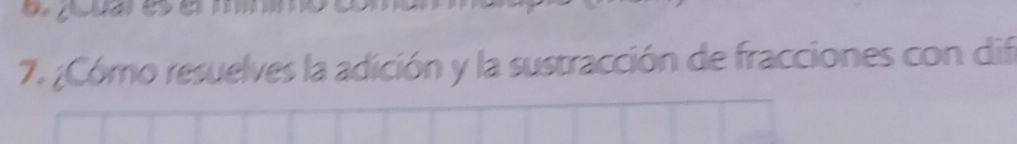 ¿Cómo resuelves la adición y la sustracción de fracciones con dif