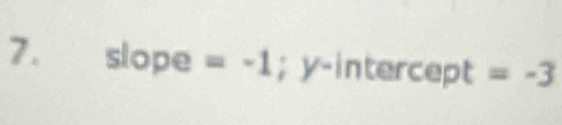 slope =-1; y-intercept =-3