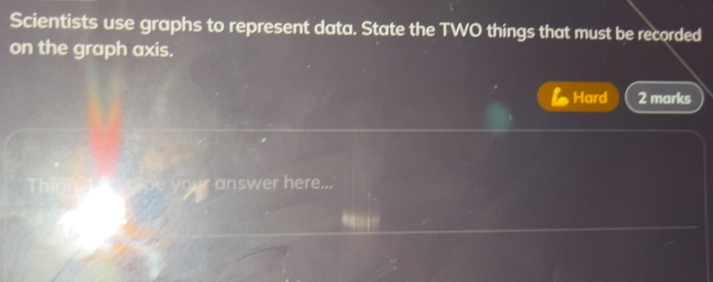 Solved: Scientists use graphs to represent data. State the TWO things ...