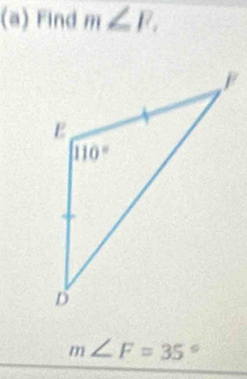 Find m∠ F,
m∠ F=35°