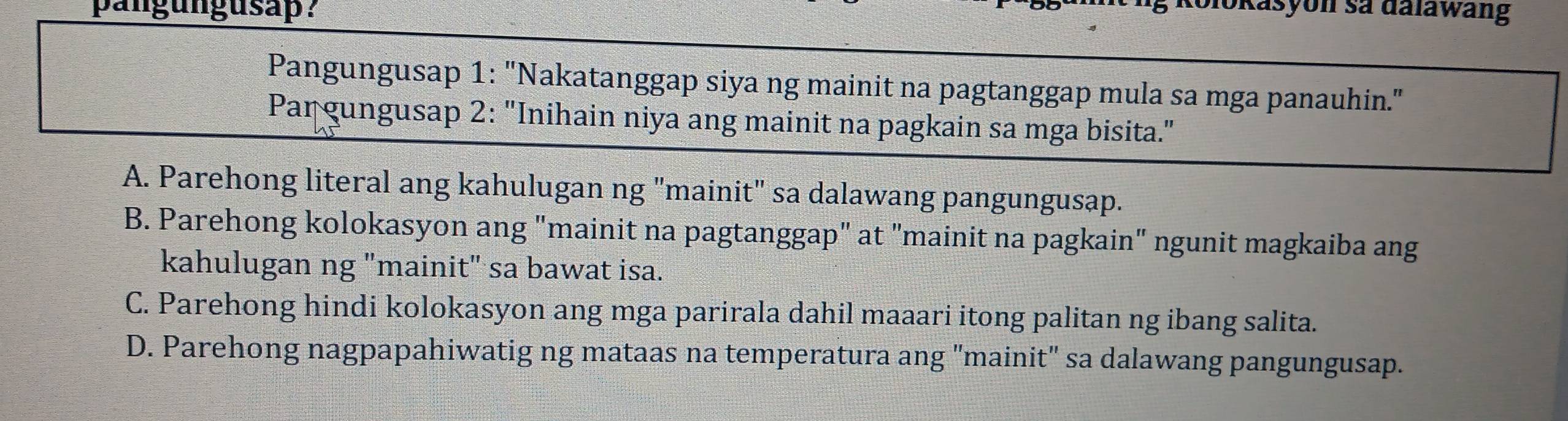 Solved: pangüngusap? kašyon sa dalawang Pangungusap 1: 