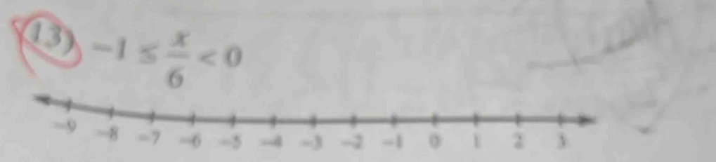 ⑬) -1≤  x/6 <0</tex>