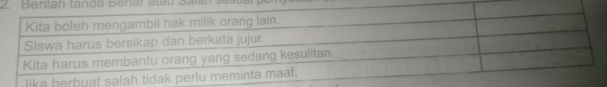 2nda Benar atau Salan sesual