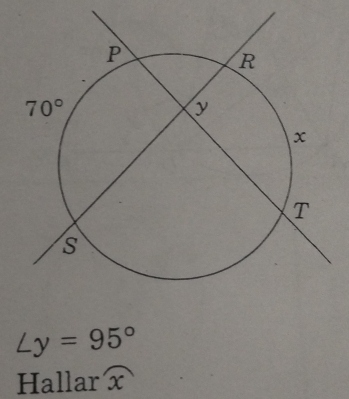 ∠ y=95°
1
Hallar x