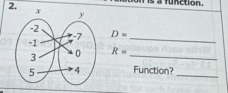 is a function. 
2.
D= _
R= _ 
_ 
Function?