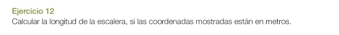 Calcular la longitud de la escalera, si las coordenadas mostradas están en metros.