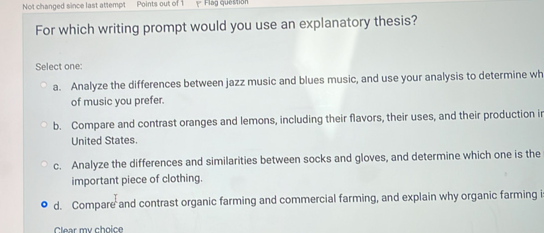 Solved: Not changed since last attempt Points out of 1 Flag